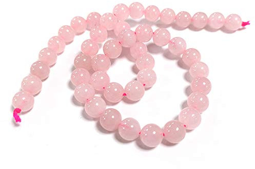 Grade A Natural Rose Quartz Gemstone Round Beads - Pink, 8mm Smooth Rounds - Strand of 45+ - Authentic Brazilian Stones for Jewellery Making, 1mm Hole
