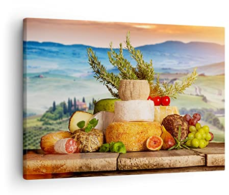 ARTTOR Lienzos decorativos Toscana queso fruta italia Cuadro Sobre Lienzo Moderno 70x50cm Cuadros Decoracion Salon Dormitorio Cocina Cuadros Pared Imágenes Wall Art Prints Decor Canvas AA70x50-2902