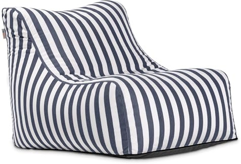 Jaxx Ponce Outdoor Bean Bag Chair - Weather Resistant Patio and Poolside Lounge Seating, Navy Striped