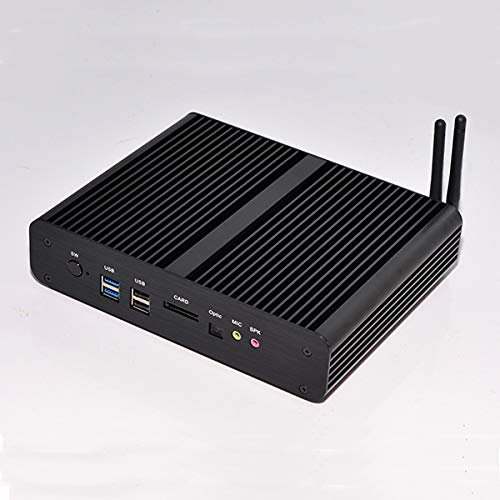 HSIPC Skylake i7 6567U Industrial PC,Fanless PC,Mini Box PC with 4G RAM 128G SSD Rich IO: DP HDMI USB3.0 LAN SD Card Reader Aluminum Case 4K Display