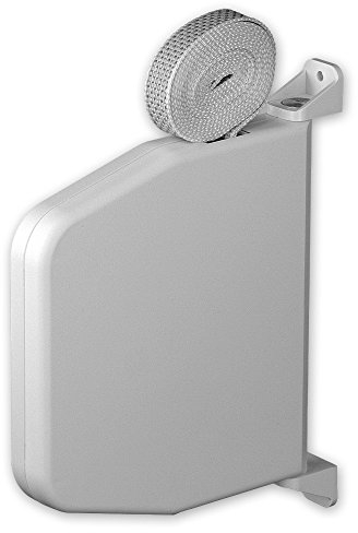 Mini-Aufputz-Gurtwickler 'Magno', Farbe: weiß, inkl. Gurt 15 mm x 7 m Länge, Gurtfarbe: grau, Lochabstand: 166 mm, 180 Grad schwenkbar, von EVEROXX®