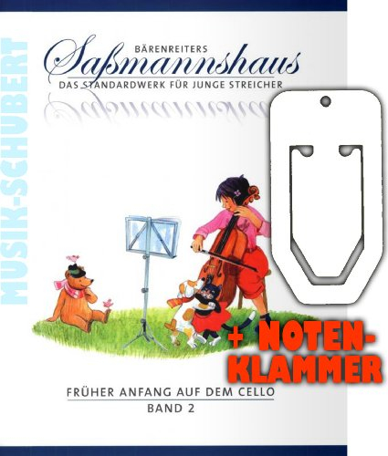 Früher Anfang auf dem Cello Band 2 inkl. praktischer Notenklammer - Das Standardwerk für junge Streicher ab 4 Jahre mit farbigen Illustrationen und zahlreichen Kinder- und Volksliedern (broschiert) von Egon Saßmannshaus (Noten/Sheetmusic)