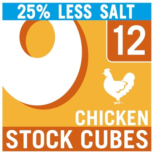 OXO Reduced Salt Chicken Stock Cubes, 12 Cubes, 71 g (1-Pack) | Big Flavour with Less Salt, Ideal for Soups & Stews, Foil Wrapped for Freshness