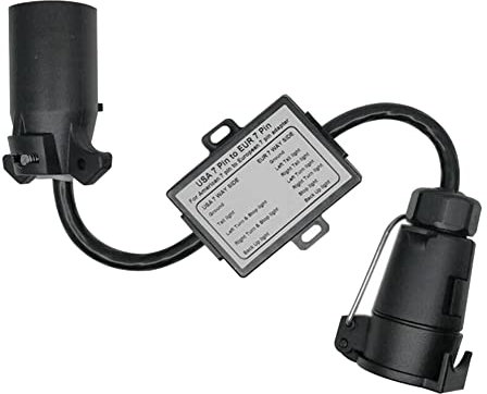 Fxndknjks Connecteur D'éClairage de Remorque USA vers EU Adaptateur de Prise 7 Voies Connecteur de Remorque Connecteur de Remorque Adaptateur de Prise de Remorquage pour Barre D'Attelage