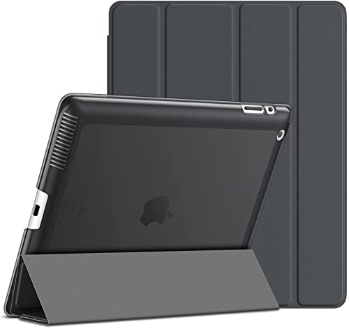 JETech Custodia per iPad 2 3 4 (2012/2011 Modello), Cover con Funzione di Supporto, Auto Svegliati/Sonno (Grigio Scuro)
