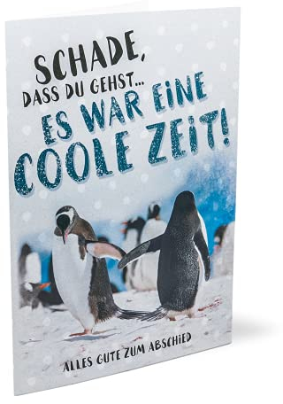 KE - Abschiedskarte XXL für Arbeitskollegen, Auf Wiedersehen Klappkarte mit Umschlag, DIN A4 Format, Geschenk zum Abschied - Motiv: Pinguin