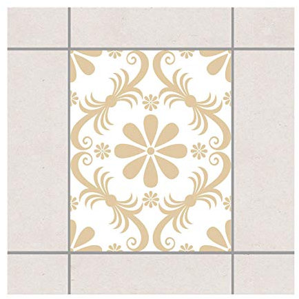 Adesivo per piastrelle – motivo floreale bianco marrone chiaro 25 cm x 20 cm, set da 20 pezzi