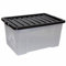 CrazyGadget 50L 50 Litre Large Big Plastic Storage Clear Box Strong Stackable Container - Made In U.K. - Pack of 5