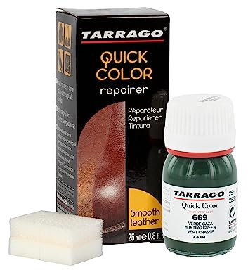 Tarrago | Quick Color 25 ml | Tinte Reparador para Cuero (Verde Caza 669)