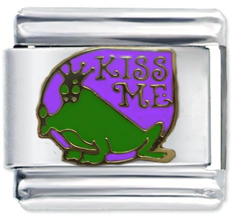 Quiges 9mm Italian Style Charm Modell Edelstahl Grün Königin Frosch küss mich für Italien Charm Armbänder