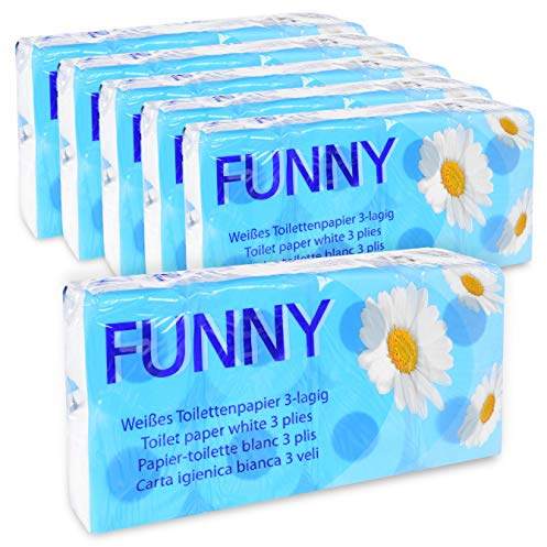 Funny Toilettenpapier 3 lagig 150 Blatt hochweiß, 6er Pack (6 x 8 Stück)