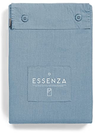 ESSENZA Bettwäsche Guy Blau, 155x220 + 1x 80x80 cm - 100% Baumwollrenforce 144TC - Uni