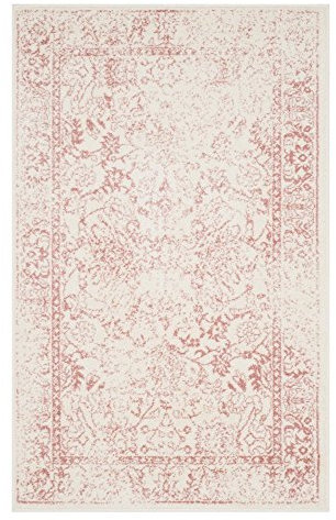 SAFAVIEH Distressed Teppich für Wohnzimmer, Esszimmer, Schlafzimmer - Adirondack Collection, Kurzer Flor, Elfenbein und Rose, 91 X 152 cm