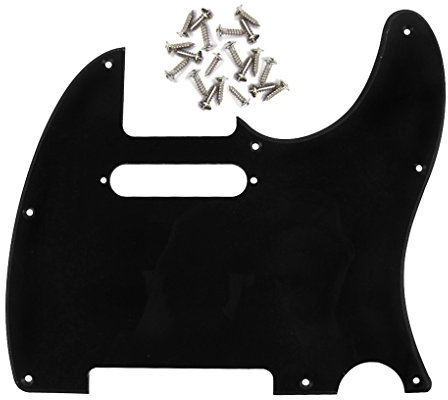 FLEOR 8-Loch 1-lagig Schwarz TL Pickguard Single Coil Neck Hole Schnittschutzplatte mit Befestigungsschrauben für den Austausch von US/Mexiko Standard TL TE Plate