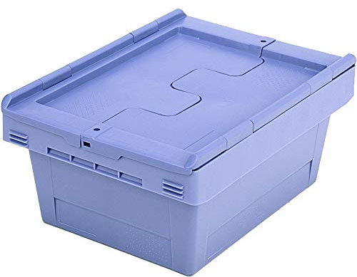 Bito 6-16043 Mehrwegbehälter MB mit anscharniertem zweiteiligem Klappdeckel, MBD43171, 14 kg, Plastik, taubenblau, 41 x 30 x 19 cm
