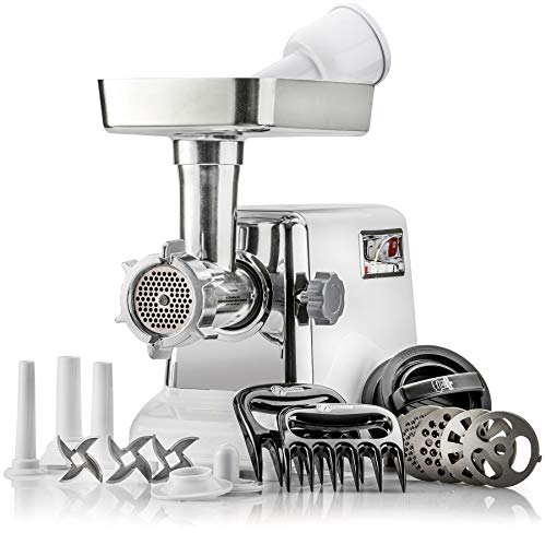 STX INTERNATIONAL STX-3000-TF Electric Meat Grinder, Stainless Steel, White
