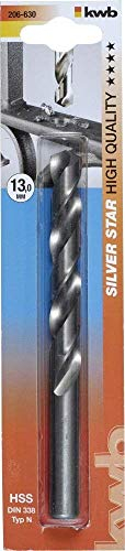 kwb Silver Star HSS Metallbohrer Ø 13 mm mit speziellem Spitzenanschliff bis zu 40% schneller und 50% weniger Anpressdruck fürs kraftsparende Bohren mit Akkuschraubern und Bohrmaschinen