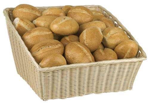 APS 40153 Buffetkorb ECONOMIC, 45 x 42 cm, Höhe 17 bzw. 24 cm, mit Edelstahldraht im Rand, Polypropylen, beige