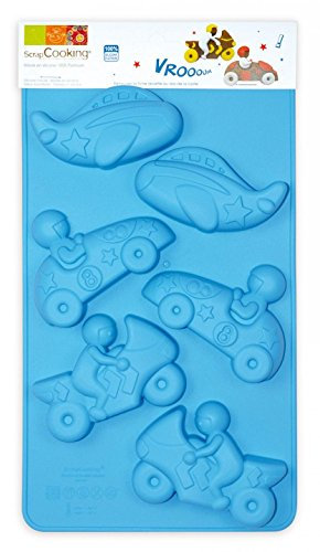 ScrapCooking 3149 Verkehr Backform Silikon Blau 33 x 17,5 x 3 cm