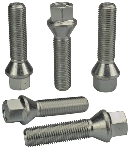 HASKYY 10 Radschrauben I M12x1,5x28mm Kegelbund Kegel I Zink Silber I I SW 17mm I