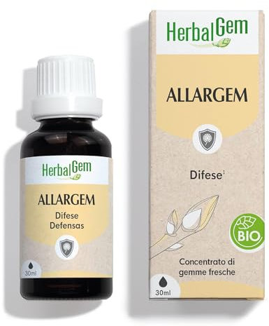 HERBALGEM - Allargem - Scudo naturale contro le manifestazioni allergiche - allergie ai pollini, febbre da fieno, alla polvere, acari della polvere, peli di animali- Integratore Alimentare Bio - 30 ml