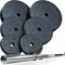 ScSPORTS® Langhantel Set - 17,5-30 kg, 30 mm, Verstellbar, Verchromt, 120/140/160 cm, mit Federverschluss - Langhantelstange, Hantelscheiben (30 kg (2 x 7,5/5/2,5))