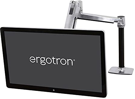 Ergotron – LX HD Sit-Stand Single Monitor Arm, VESA Desk Mount – for Monitors Up to 49 Inches, 6.4-13.6kg – Polished Aluminum (45-384-026)