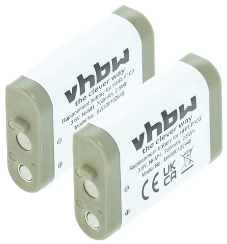 vhbw 2X Akku kompatibel mit Ativa D-5702 | D5702, D-5772, D5772 schnurlos Festnetz Telefon (700 mAh, 3,6 V, NiMH)