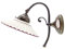 Applique ottone brunito,lampada parete con piatto ceramica bordo marrone ar1.Misure:H 21,5cm,Ø piatto 19cm,sporgenza 29cm,Ø base 9,5cm.Le misure sono con piatto.Portalampade attacco Edison E14
