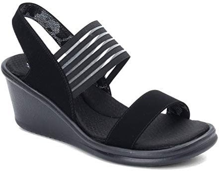 Skechers Femme Rumbers-Sci FI Sandales Bride arrière, Noir, 38 EU