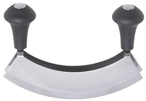 mezzaluna, a due tagli, in acciaio inox 18/10, con inserti in polietilene, lunghezza: 17,5 cm | erk