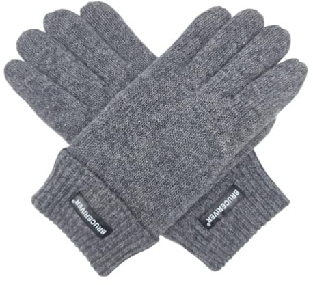 BRUCERIVER Herren Rein Wolle Strickhandschuhe | Warmes Fleecefutter