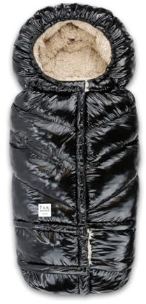 7AM Enfant Kinderwagen- und Autositz-Fußsack – verstellbare Winter-Autositz- und Kinderwagen-Reißverschlussdecke für Jungen und Mädchen, vielseitiger, mit Fleece gefütterter | Schwarzer Polar, 6M-4T
