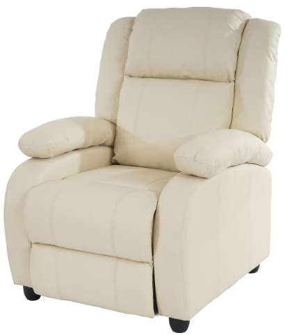 Mendler Fernsehsessel Relaxsessel Liege Sessel Lincoln, Kunstleder - Creme