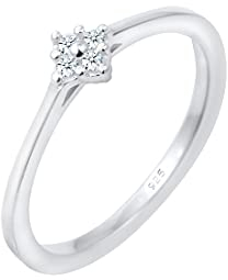 Elli DIAMONDS Ring Damen Verlobung Klassisch mit Diamant (0.06 ct.) in 925 Sterling Silber