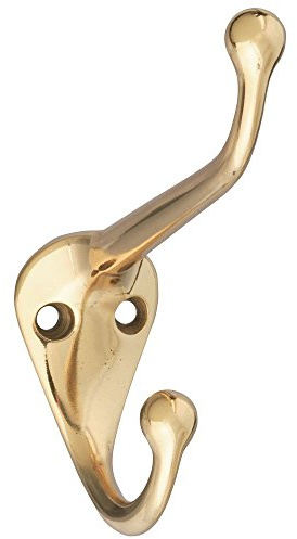 National Hardware Double Coat & Hat Wall Hook, Solid Brass