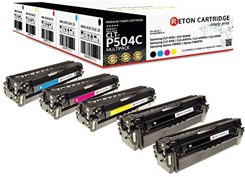 5 Reton Toner | Mit 35% Mehr Leistung | Kompatibel Mit CLT-P504C Für Samsung CLP-415N CLP-415NW CLX-4190 CLX-4195FN CLX-4195FW CLX-4195N Xpress C1810W C1860FW
