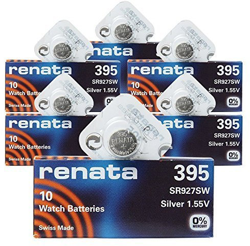 Renata 395 SR927SW Lot de 6 x 10 = 60 Argent 1,55 V pour montre fabriqué en Suisse