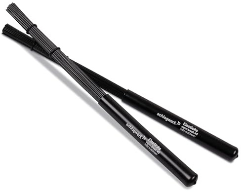 Schlagwerk BRC03 Cajon Brush #3 - Elasticks - 2 Stück - Percussion Brushes mit elastischem, biegsamem Griff, Länge 34, ausbalenciert. Made in Germany