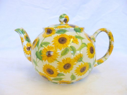 6 Cup teapot in Sunflower Design by Heron Cross Pottery.