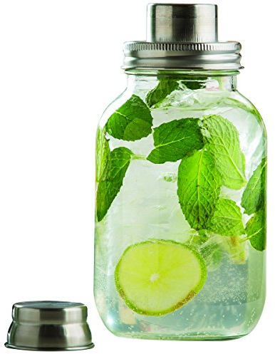 Tablecraft Mason Jar Shaker à Cocktail avec Couvercle en métal 9,5 x 9,5 x 20 cm