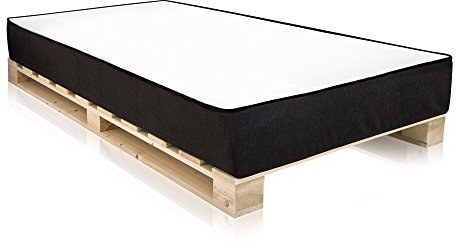 moebel-eins PALETTI Massivholzbett inkl. Moody Komfort Matratze mit Memory-Schaum Holzbett Palettenbett Bett aus Paletten in 120 x 200 cm Fichte Natur, 120 x 200 cm, Fichte Natur