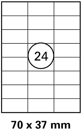 100 Blatt A4 Universal Etiketten, weiss, Format: 70mm x 37mm