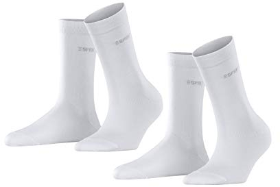 ESPRIT Damen Socken Uni Multipack W So Baumwolle einfarbig 2 Paar, Weiß White 2000, 35-38