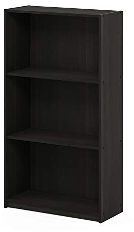 Furinno Basic Bücherregal mit 3 Fächern, Aufbewahrungsregal, Verbundholz, Espresso, 23.49 x 23.49 x 100.33 cm