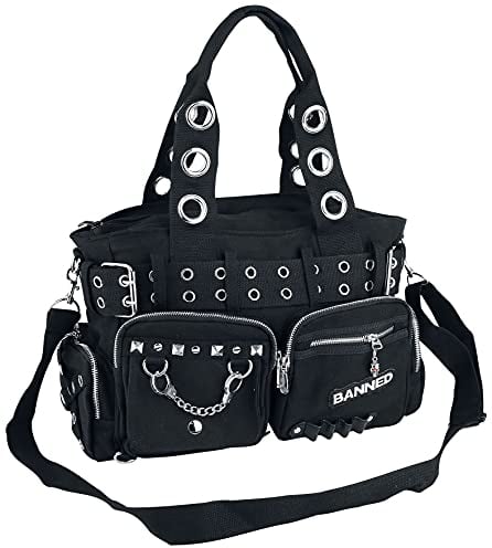 Banned Alternative Studds Frauen Handtasche schwarz 100% Baumwolle Rockwear