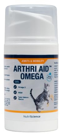 NutriScience Arthriaid Omega Cat Joint Supplement – Glucosamine, Chondroitin, MSM & Omega 3 – Supports Mobility, Relieves Stiffness & Promotes Cartilage Repair – 50ml