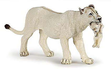 Papo 50203 WILD Animal Kingdom Tiere, Weiße Löwin Mit Jungtier, Spiel, Mehrfarbig