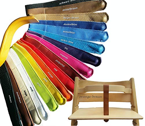 KidProof SCHWARZ-BRAUN Öko ECHT Lederriemen für Hochstuhl kompatibel zu Stokke Tripp Trapp Schrittgurt Riemen für Holzbügel (Schwarz-Braun)