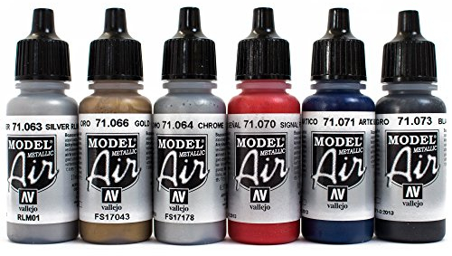 Airbrush Farben 6 x 17 ml Vallejo Model Air Metallic Farben-Set Airbrushfarben
